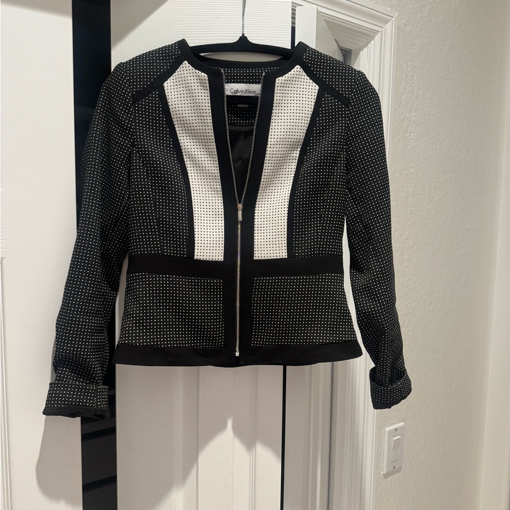 Calvin Klein Black and White Women's Blazer